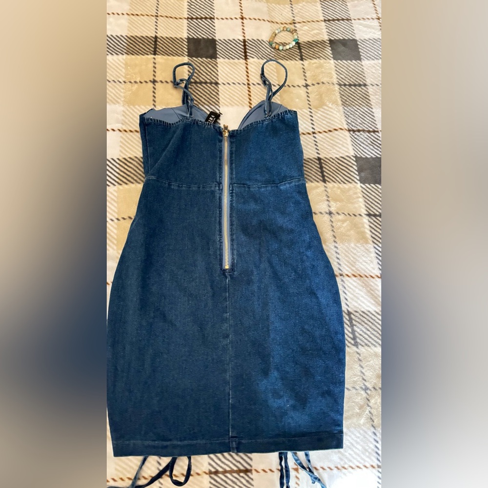 AKIRA Blue Strapless Denim Dress